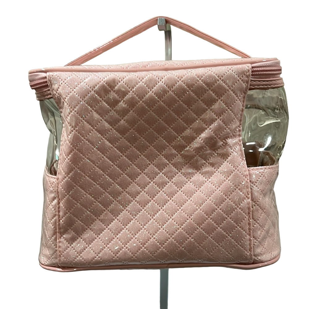 Large Pink Glitter Waterproof Toiletry Bag Makeup Case NWOT - Picture 10 of 11